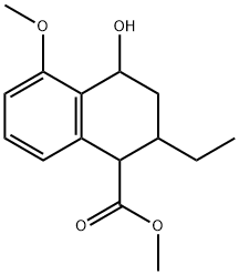 1-Naphthoic acid, 2-ethyl-1,2,3,4-tetrahydro-4-hydroxy-5-methoxy-, methyl ester Struktur