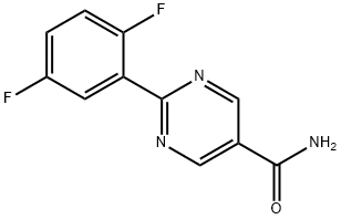 2-(2,5-Difluoro-phenyl)-pyrimidine-5-carboxylic acid amide 化学構造式