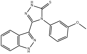 3H-1,2,4-Triazole-3-thione,  2,4-dihydro-5-(1H-indazol-3-yl)-4-(3-methoxyphenyl)- 化学構造式