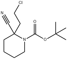 tert-butyl 2-(2-chloroethyl)-2-cyanopiperidine-1-carboxylate 化学構造式