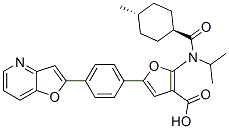 3-Furancarboxylic  acid,  5-(4-furo[3,2-b]pyridin-2-ylphenyl)-2-[[(trans-4-methylcyclohexyl)carbonyl](1-methylethyl)amino]- 化学構造式