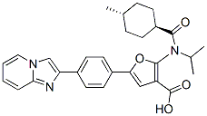 3-Furancarboxylic  acid,  5-(4-imidazo[1,2-a]pyridin-2-ylphenyl)-2-[[(trans-4-methylcyclohexyl)carbonyl](1-methylethyl)amino]- 化学構造式