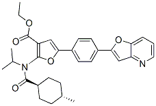 3-Furancarboxylic  acid,  5-(4-furo[3,2-b]pyridin-2-ylphenyl)-2-[[(trans-4-methylcyclohexyl)carbonyl](1-methylethyl)amino]-,  ethyl  ester 化学構造式
