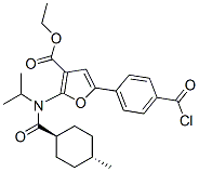 3-Furancarboxylic  acid,  5-[4-(chlorocarbonyl)phenyl]-2-[[(trans-4-methylcyclohexyl)carbonyl](1-methylethyl)amino]-,  ethyl  ester 化学構造式