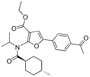 3-Furancarboxylic  acid,  5-(4-acetylphenyl)-2-[[(trans-4-methylcyclohexyl)carbonyl](1-methylethyl)amino]-,  ethyl  ester 化学構造式