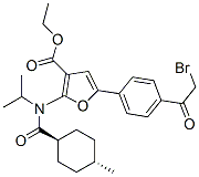 3-Furancarboxylic  acid,  5-[4-(2-bromoacetyl)phenyl]-2-[[(trans-4-methylcyclohexyl)carbonyl](1-methylethyl)amino]-,  ethyl  ester 化学構造式