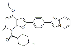 3-Furancarboxylic  acid,  5-(4-imidazo[1,2-a]pyridin-2-ylphenyl)-2-[[(trans-4-methylcyclohexyl)carbonyl](1-methylethyl)amino]-,  ethyl  ester Struktur