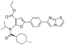 3-Furancarboxylic  acid,  5-(4-imidazo[2,1-b]thiazol-6-ylphenyl)-2-[[(trans-4-methylcyclohexyl)carbonyl](1-methylethyl)amino]-,  ethyl  ester 化学構造式