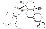 [1R-(1alpha,4a.beta.,4b.alpha.,7beta,10a.alpha.)]-tributyl[[(-1,2,3,4,4a,4b,5,6,7,9,10,10a-dodecahydro-1,4a,7-trihydroxy-7-vinyl-1-phenanthryl)carbonyl]oxy]stannane Struktur