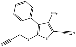 3-amino-5-[(cyanomethyl)sulfanyl]-4-phenyl-2-thiophenecarbonitrile|