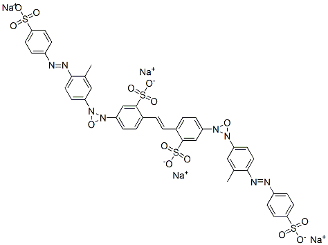 2,2'-(1,2-エテンジイル)ビス[5-[3-[3-メチル-4-[[4-(ソジオスルホ)フェニル]アゾ]フェニル]オキサジアジリジン-2-イル]ベンゼンスルホン酸ナトリウム] 化学構造式