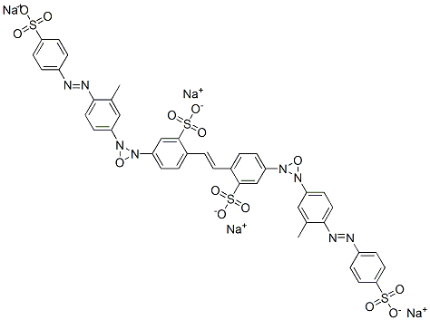 tetrasodium 4,4'-bis[3-[3-methyl-4-[(4-sulphonatophenyl)azo]phenyl]oxadiaziridinyl]stilbene-2,2'-disulphonate Structure