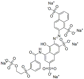 pentasodium 2-[[1-hydroxy-3,6-disulphonato-8-[[3-[[2-(sulphonatooxy)ethyl]sulphonyl]benzoyl]amino]-2-naphthyl]azo]naphthalene-1,5-disulphonate Structure