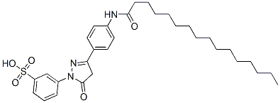 m-[4,5-dihydro-5-oxo-3-[4-[(1-oxohexadecyl)amino]phenyl]-1H-pyrazol-1-yl]benzenesulphonic acid Structure