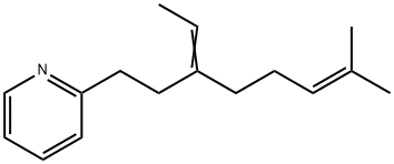 2-(3-ethylidene-7-methyloct-6-enyl)pyridine  Struktur