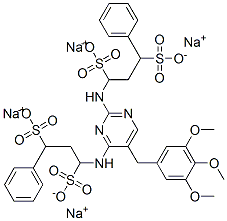 tetrasodium 1,1'-[[5-[(3,4,5-trimethoxyphenyl)methyl]pyrimidine-2,4-diyl]diimino]bis[3-phenylpropane-1,3-disulphonate] 结构式