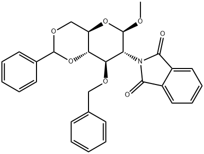 Methyl 3-O-Benzyl-4,6-O-benzylidene-2-deoxy-2-N-phthalimido-b-D-glucopyranoside 化学構造式