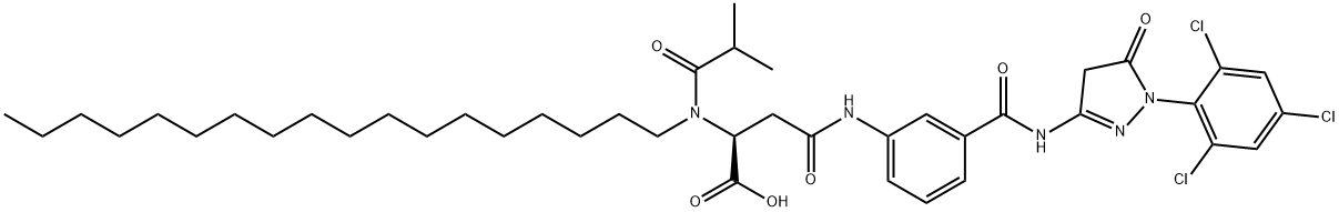 N-[3-[[[4,5-dihydro-5-oxo-1-(2,4,6-trichlorophenyl)-1H-pyrazol-3-yl]amino]carbonyl]phenyl]-N2-(2-methylpropionyl)-N2-octadecyl-DL-asparagine Struktur