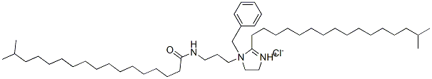 1-benzyl-4,5-dihydro-2-isoheptadecyl-1-[3-[(1-oxoisooctadecyl)amino]propyl]-1H-imidazolium chloride 化学構造式