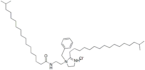 1-benzyl-4,5-dihydro-2-isoheptadecyl-1-[2-[(1-oxoisooctadecyl)amino]ethyl]-1H-imidazolium chloride Struktur