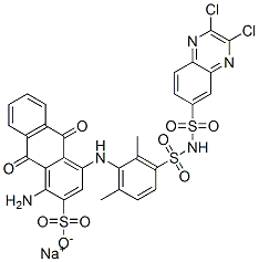 sodium 1-amino-4-[3-[[(2,3-dichloro-6-quinoxalinyl)sulphonyl]sulphamoyl]-2,6-dimethylphenyl]amino-9,10-dihydro-9,10-dioxoanthracene-2-sulphonate,97375-13-8,结构式
