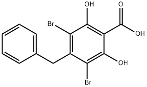 4-benzyl-3,5-dibromo-2,6-dihydroxy-benzoic acid Struktur