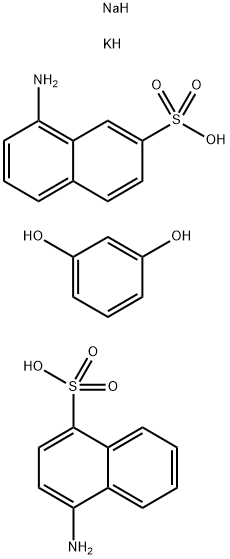 1-Naphthalenesulfonic acid, 4-amino-, diazotized, coupled with diazotized 8-amino-2-naphthalenesulfonic acid and resorcinol, potassium sodium salts Structure