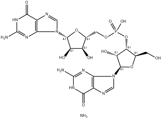 5'-O-[3'-グアノシル(アンモニウム)ホスホノ]グアノシン 化学構造式