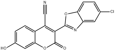 3-(5-CHLORO-2-BENZOXAZOLYL)-4-CYANO-7-HYDROXYCOUMARIN Structure