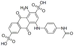 4-[4-(acetylamino)anilino]-1-amino-9,10-dihydro-9,10-dioxoanthracene-2,6-disulphonic acid Struktur