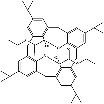 O(1),O(3)-ビス(カルベトキシメチル)-P-T-ブチルカリックス(4)アレン 化学構造式