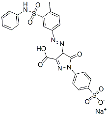 sodium hydrogen 4,5-dihydro-4-[[4-methyl-3-[(phenylamino)sulphonyl]phenyl]azo]-5-oxo-1-(4-sulphonatophenyl)-1H-pyrazole-3-carboxylate,97635-28-4,结构式