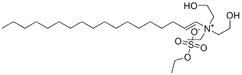 N-エチル-N,N-ビス(2-ヒドロキシエチル)-9-オクタデセン-1-アミニウム・(エチルスルファート)アニオン 化学構造式