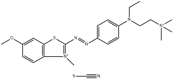 2-[[4-[ethyl[2-(trimethylammonio)ethyl]amino]phenyl]azo]-6-methoxy-3-methylbenzothiazolium dithiocyanate Structure