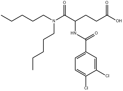rac-(R*)-4-[(3,4-ジクロロベンゾイル)アミノ]-5-(ジペンチルアミノ)-5-オキソペンタン酸 化学構造式
