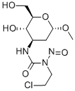 メチル3-[[[(2-クロロエチル)ニトロソアミノ]カルボニル]アミノ]-2,3-ジデオキシ-α-D-arabino-ヘキソピラノシド 化学構造式