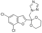 1-((2-(5,7-Dichloro-2-benzofuranyl)-1,3-dioxan-2-yl)methyl)-1H-1,2,4-t riazole Struktur