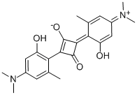 1-(4-Dimethylamino-2-hydroxy-6-methyl-phenyl)-3-(4-dimethylimmonium-2-hydroxy-6-methyl-cyclohexa-2,5-dien-1-ylidene)-2-oxo-cyclobuten-4-olate 化学構造式