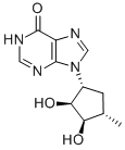 9-[(1R,2S,3R,4S)-2,3-ジヒドロキシ-4-メチルシクロペンチル]-1,6-ジヒドロ-9H-プリン-6-オン 化学構造式