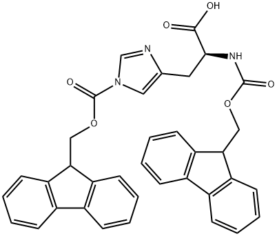 N,N'-Bis(9-fluorenylmethyloxycarbonyl)-L-histidine 化学構造式