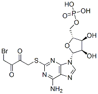 2-((4-bromo-2,3-dioxobutyl)thio)adenosine 5'-monophosphate Struktur