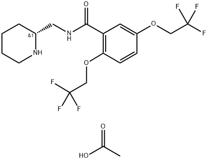 Benzamide, N-(2-piperidinylmethyl)-2,5-bis(2,2,2-trifluoroethoxy)-, (R)-, monoacetate, 99495-94-0, 结构式