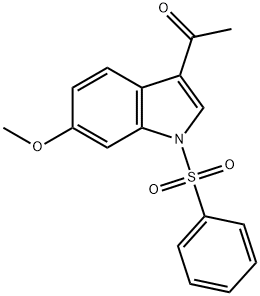 1-(6-Methoxy-1-(phenylsulfonyl)-1H-indol-3-yl)ethanone 化学構造式