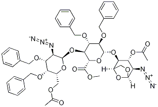 99541-27-2 (2S,3S,4S,5R,6R)-METHYL 6-((1R,2S,3R,4R,5R)-3-ACETOXY-4-AZIDO-6,8-DIOXABICYCLO[3,2,1]OCTAN-2-YLOXY)-3-((2R,3R,4R,5R,6R)-6-(ACETOXYMETHYL)-3-AZIDO-4,5-BIS(BENZYLOXY)TERTRAHYDRO-2H-PYRAN-2-YLOXY)-4,5-BIS(BENZYLOXY)TETRAHYDRO-2H-PYRAN-2-CARBOXYLATE