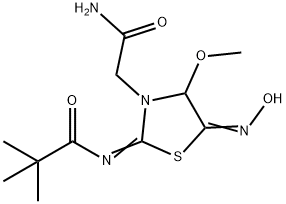 5-(hydroxyimino)-4-methoxy-2-(pivaloylimino)thiazolidine-3-acetamide|