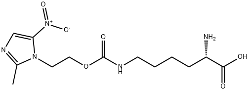 1-(2-hydroxyethyl)-2-methyl-5-nitroimidazole N-(5-carboxy-5-aminopentane)carbamate Struktur