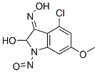 4-chloro-6-methoxy-2-hydroxy-N(1)-nitrosoindolin-3-one oxime 化学構造式