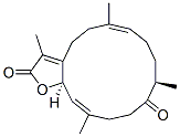 (6E,10R,14E,15aR)-5,8,9,10,13,15a-ヘキサヒドロ-3,6,10,14-テトラメチルシクロテトラデカ[b]フラン-2,11(4H,12H)-ジオン 化学構造式