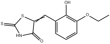 (5E)-5-(3-エトキシ-2-ヒドロキシベンジリデン)-2-メルカプト-1,3-チアゾール-4(5H)-オン 化学構造式