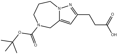 3-[5-(tert-Butoxycarbonyl)-5,6,7,8-tetrahydro-4H-pyrazolo[1,5-a][1,4]diazepin-2-yl]propanoic a Struktur